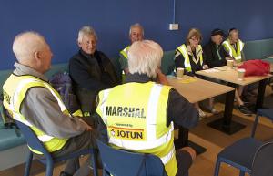 Before the briefing (Philip,John,Nigel,John, Mel, Simon and his wife.